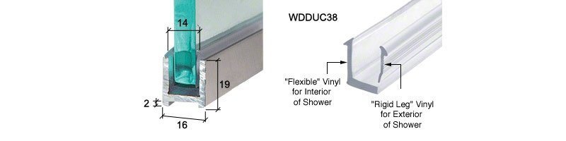 Dry Glaze U-Channel With Vinyl for 10mm Thick Glass